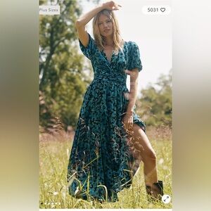 Anthropologie The Katerina Velvet Edition Blue and Black Maxi Dress